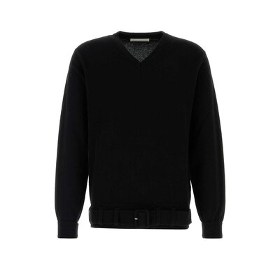 Random Identities 男士 黑色羊毛混纺毛衣 RAN04N002BLACK