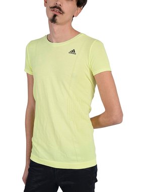 美国直邮Adidas阿迪达斯男子淡黄色圆领透气运动短袖T恤S13741