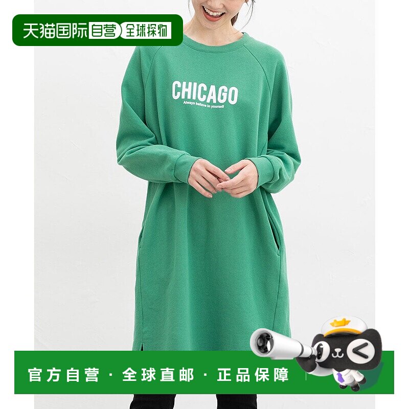 日本直邮Honeys 女士纯棉长袖带口袋logo印花摇粒绒里衬连衣裙 [H