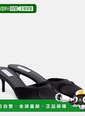 1h可退 香港直邮Alaia 女士 Le Cœur 3D 55 绸缎凉拖 black黑色