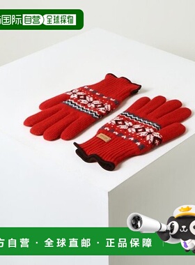 韩国直邮HAZZYS 赫奇斯男士红色费尔岛针织手套 (HZGV4F105R2)