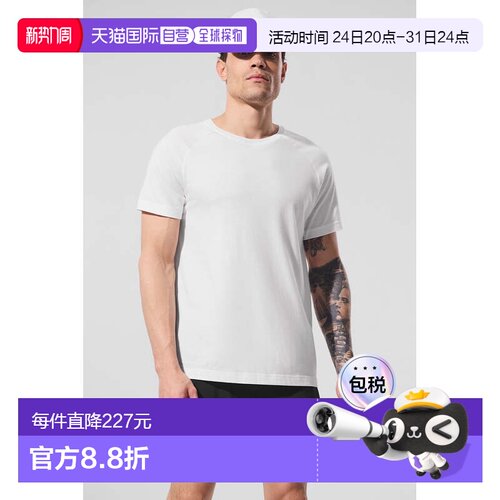 香港直邮alo yoga 纯色插肩舒适透气吸汗短袖网球T恤 男款m1133rW