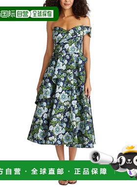 自营 Theia Tatum Peplum A字型迷笛连衣裙-蓝色 美国奥莱直发