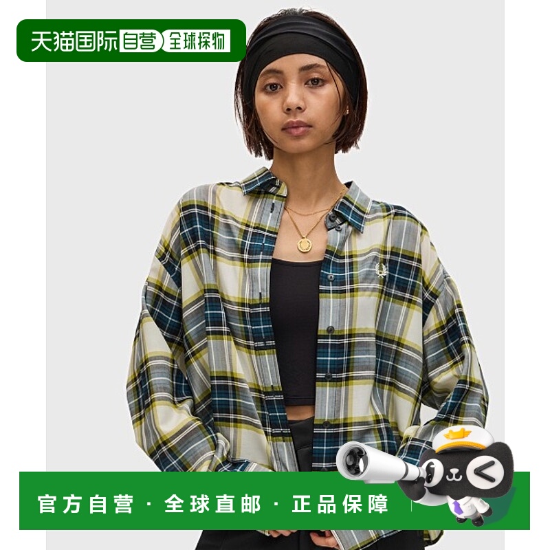 1h可退 日本直邮FRED PERRY 女士短款格子印花透視長袖襯衫 G1174