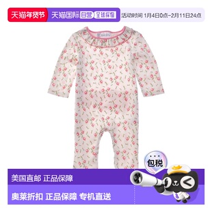 自营Rachel Riley Floral Frill Collar Babygro - white 美国奥