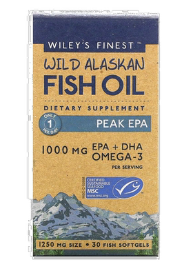 香港直发iHerb Wiley'S Finest野生阿拉斯加鱼油软凝胶1000mg30粒