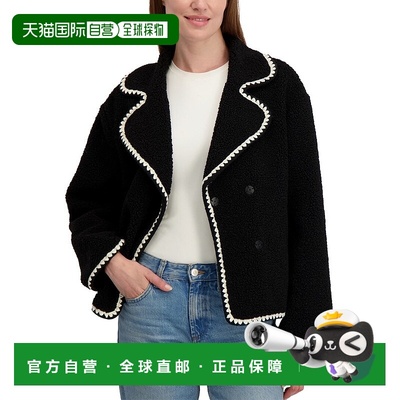 自营Laundry by Shelli Segal Boxy Blanket Coat - black 美国奥