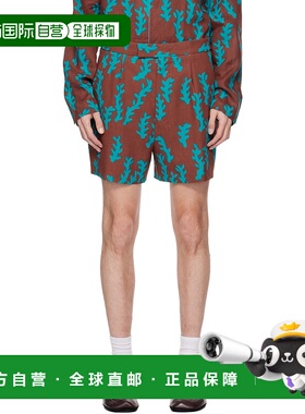 1h可退 香港直邮zegna 杰尼亚 男士 橙色 & 蓝色 Stampa 短裤 987