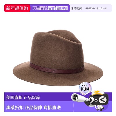 自营rag & bone Floppy Brim Leather-Trim Wool Fedora - brown