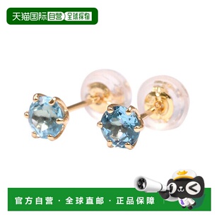日本直邮(pebirthday11k) 诞生石耳环 蓝色托帕石耳环 K18 金耳钉