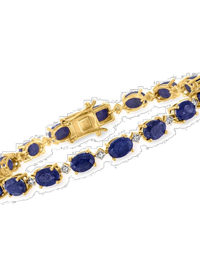 自营ross-simons罗斯-西蒙斯蓝宝石和 . 18kt 纯金钻石手链 - 8