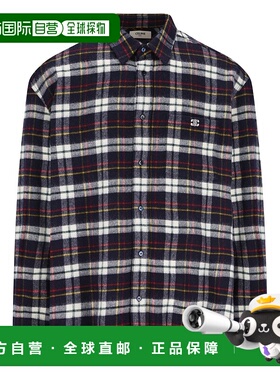 香港直邮CELINE 男士衬衫 RC07H0H0607RU AW2025 蓝色 拉绒格纹羊