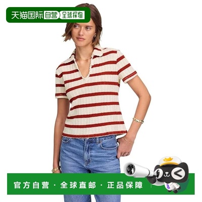 自营Women's Madewell Bali Polo Shirt Red Striped Crochet Sho