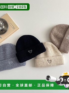 1h可退 日本直邮lulu noix 儿童心形刺绣针织帽 半拉链设计 亲子