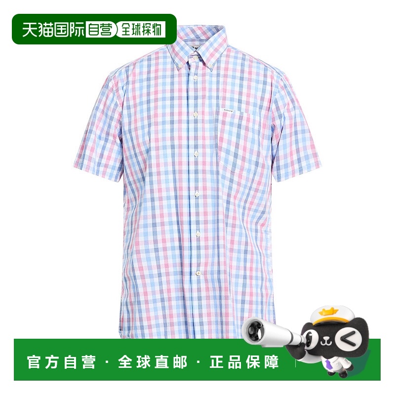 1h可退 香港直邮潮奢 barbour 巴伯尔 男士 格纹衬衫 pink粉色 舒