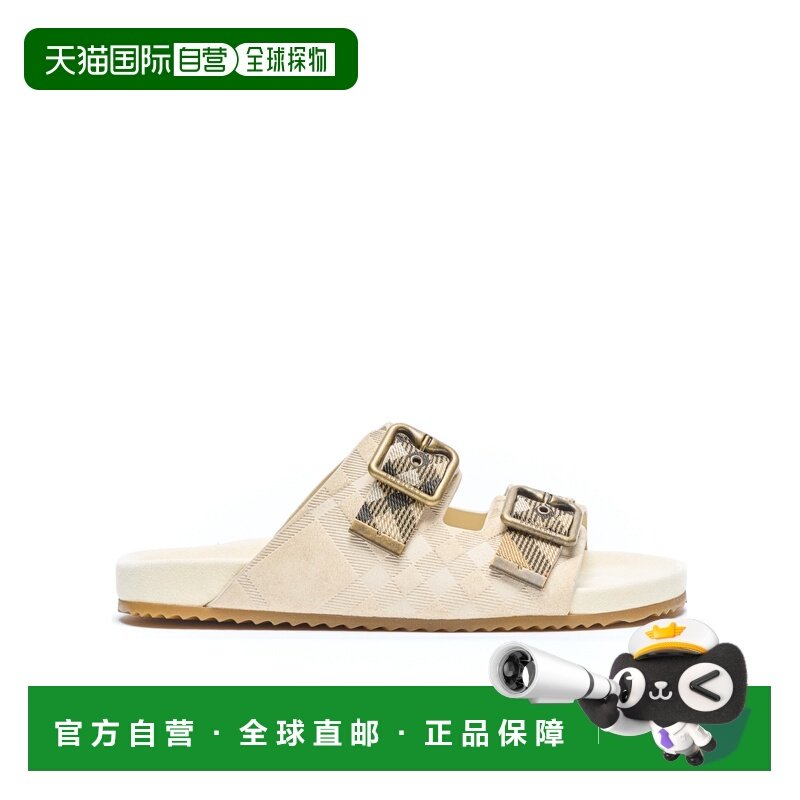 1h可退 香港直邮BURBERRY/博柏利 女士 双扣格子拖鞋 26SS,女鞋,时装凉鞋,淘宝优惠券,粉丝福利购,淘宝优惠卷
