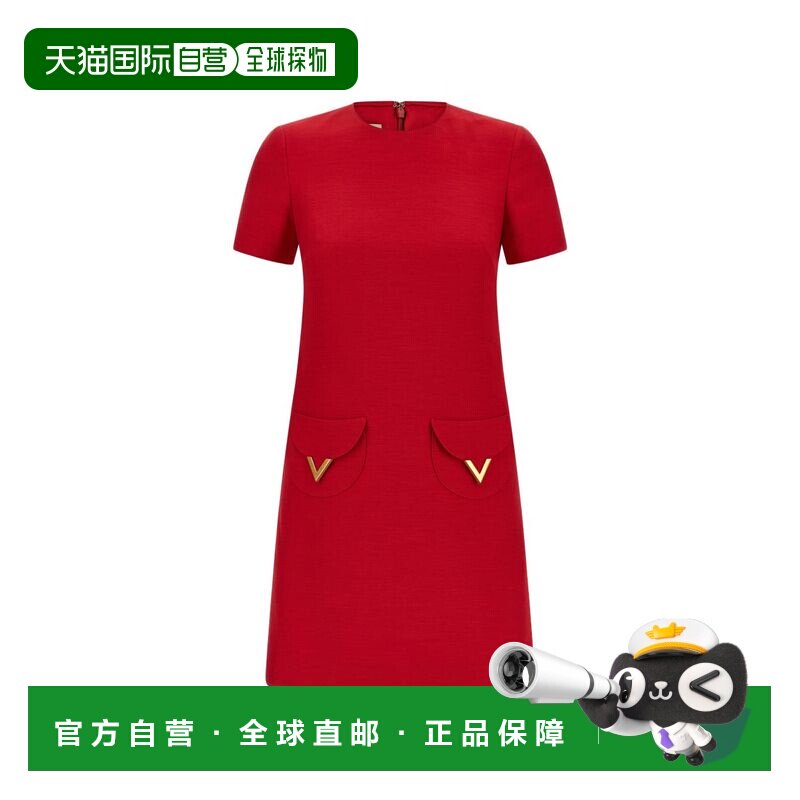 1h可退 香港直邮VALENTINO 女士连衣裙 BVAJD51CFR9M CO 红色 短