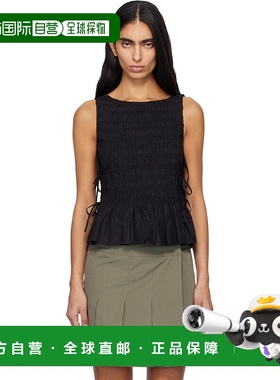 1h可退 香港直邮潮奢 GANNI 甘尼 女士 黑色 Cotton Smock Tie 上