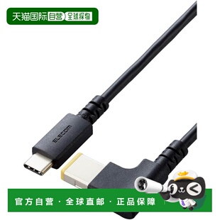 【日本直邮】宜丽客充电线 Type-C&方口笔电用 60W 2m 黑 DC-PDL2