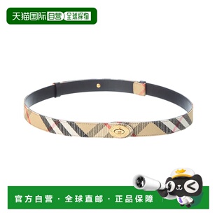 自营Burberry Cotswoods Check Canvas & Leather Belt - beige