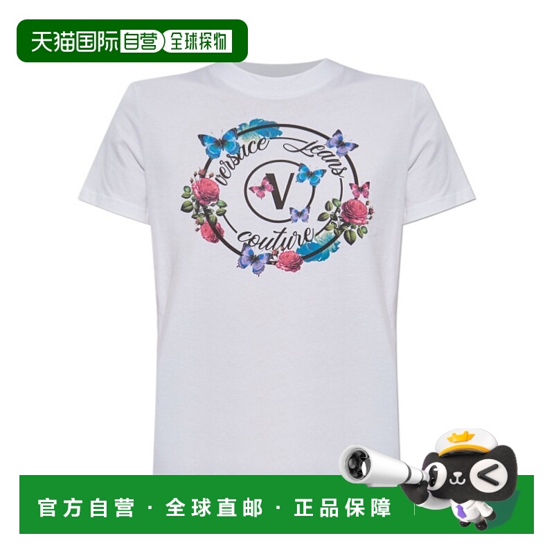 1h可退 香港直邮VERSACE JEANS 女士T恤 79HAHP01CJ01P003 AW2025