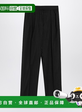 1h可退 香港直邮MaxMara 麦斯玛拉 女士 黑色细条纹羊毛裤子 SESA
