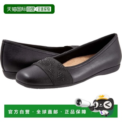 自营Trotters Samantha Ballet Flat Womens Black Square Toe Sl