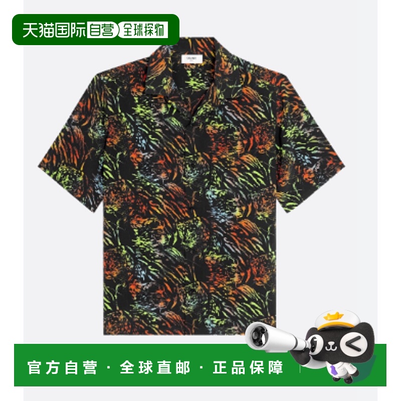 香港直邮CELINE 男士衬衫 2C946643T38MU CO 黑色 印花衬衫