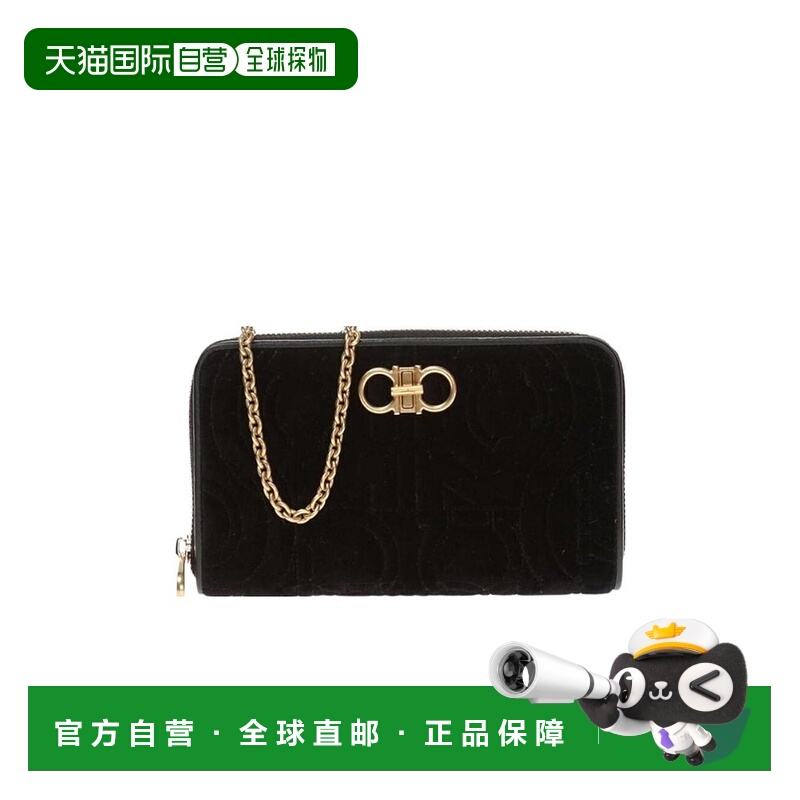 香港直邮Salvatore Ferragamo 黑色LOGO压花单肩包 069564722-D33