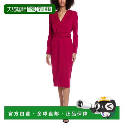自营Badgley Mischka Belted Midi Dress - purple 美国奥莱直发