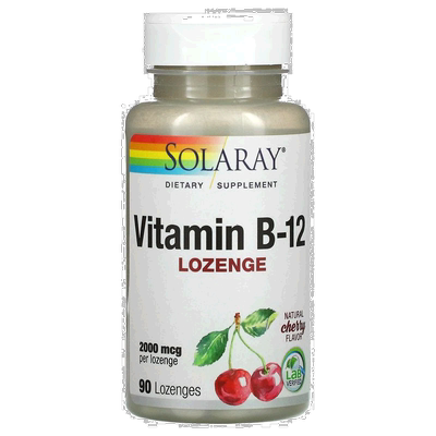 香港直发solaray维生素B 12膳食补充剂天然樱桃味90片保健品