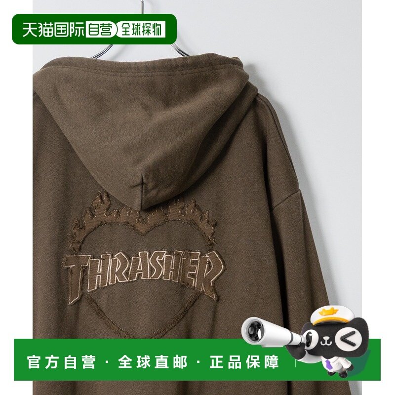 1h可退 日本直邮THRASHER 男女同款 加工棉质 短款双拉链连帽外套,男装,卫衣,淘宝优惠券,粉丝福利购,淘宝优惠卷