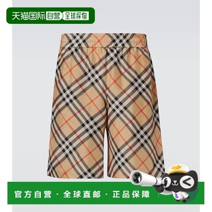 香港直邮潮奢 格纹真丝百慕大短裤 Burberry 男士 巴宝莉 1h可退