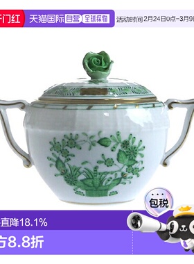 日本直邮日本直邮Herend海兰德赫伦匈牙利手绘FV印度花篮绿色糖罐