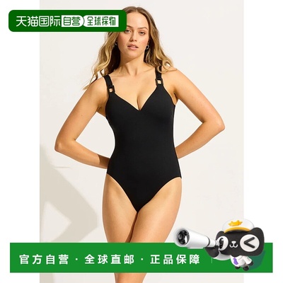 自营Seafolly Collective DD Swimsuit Women Black Underwire V-