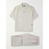 Zegna 杰尼亚 男士 潮奢 Logo刺绣条纹亚麻睡衣套装 N6H00180314