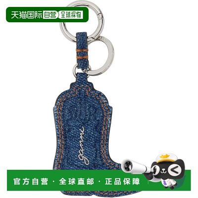 1h可退 香港直邮GANNI 甘尼 女士 海军蓝 Western Boot Denim 钥