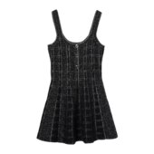 女士连衣裙 812132XKEDI1138 SS2025 GUCCI 黑色 格纹提花连衣裙