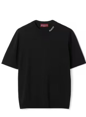 GUCCI 男士T恤 787736XKD2A1070 AW2025 黑色 Silk t-shirt