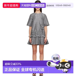 1h可退 香港直邮GANNI 甘尼 女士 黑色 & 白色 Crinkled Check 连