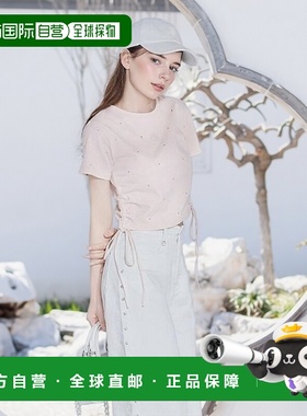 日本直邮日潮 michellmacaron珠宝侧边蝴蝶结T恤SOA0006新款