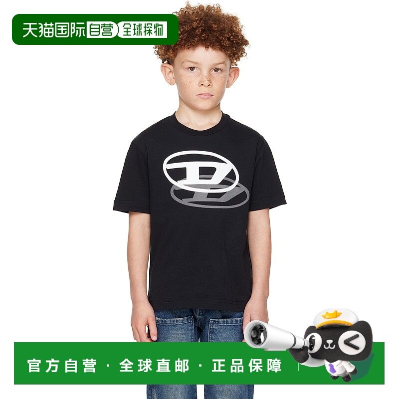 香港直邮潮奢 Diesel 迪赛 女童 黑色 Tvale Over 儿童 T 恤童装
