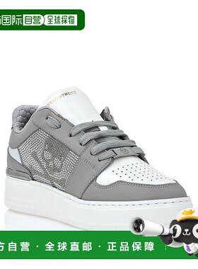 自营 philipp plein低帮水晶皮革运动鞋 Skull&Bones - 白色/