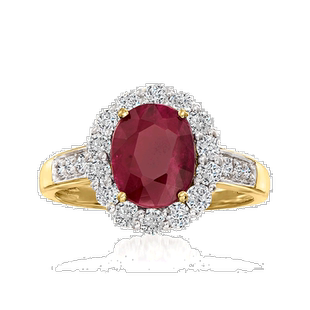 自营ross-simons罗斯-西蒙斯缅甸红宝石和 . 18kt 黄金钻石戒指