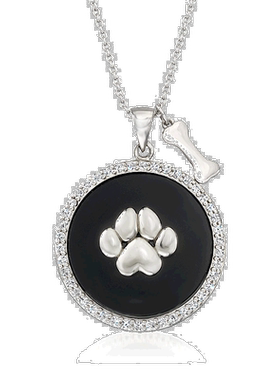 自营Ross-Simons 925 银黑色玛瑙和白色托帕石狗爪吊坠项链 - 16