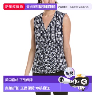 自营 Anne Klein Shirred Surplice Blouse - blue 美国奥莱直发