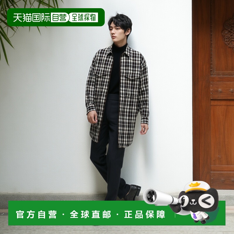 1h可退 日本直邮BEAMS 男士宽松短版塔特林格子拉链衬衫 11111286