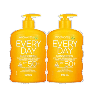 澳大利亚直邮Woolworths防晒霜防水防汗长效防护家庭装500ml*2瓶