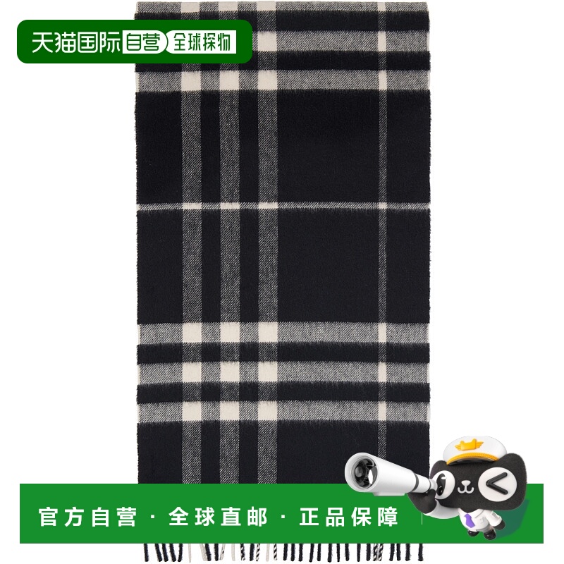 1h可退 香港直邮潮奢 Burberry 巴宝莉 女士 黑色 Check Cashmere