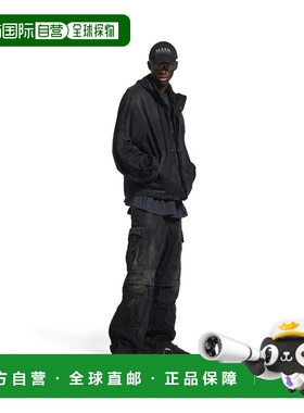 自营欧洲直邮Balenciaga巴黎世家 Loop男士黑色棉运动标识连帽外